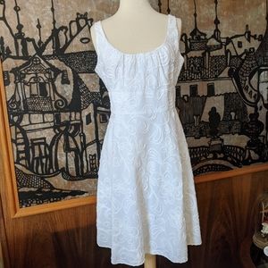 Evan Picone White Textured Summer Dress
